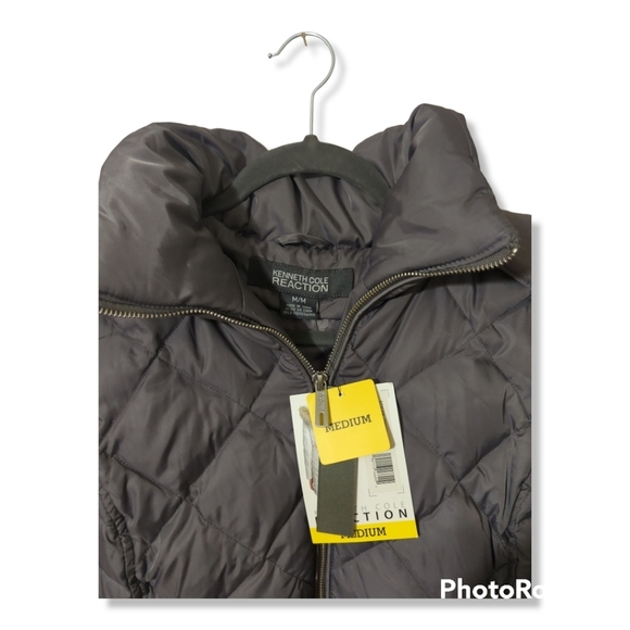 Kenneth Cole Reaction Womens Removable Hooded Faux-Fur Down Quilted Coat - Picture 7 of 8